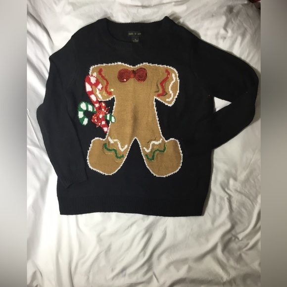 Faith & Zoe women’s Gingerbread man knit sweater; Medium - Picture 1 of 10